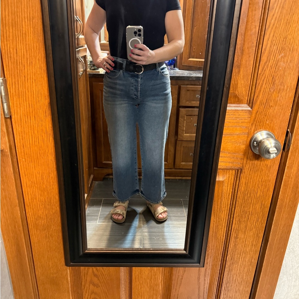 Women's Evereve Wide Leg Crop Blue Jeans